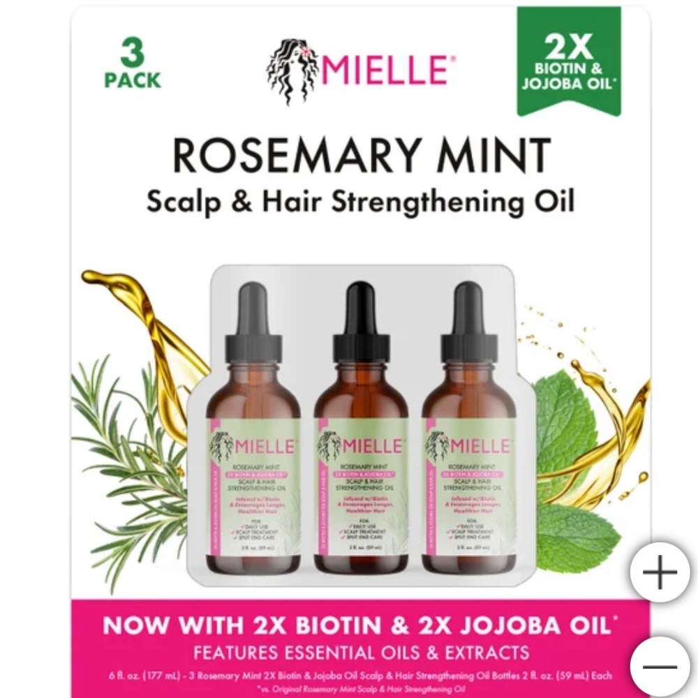 Mielle Rosemary Mint Scalp & Hair Strengthening Oil 3-Pack (3 x 59 mL) NEW